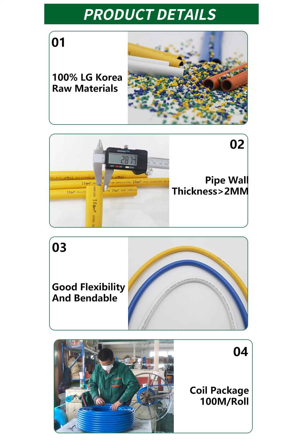 Ifan Blue Red White Insulated Radiant Heat Floor Heating Pex Al Pex Aluminum Composite Pipe